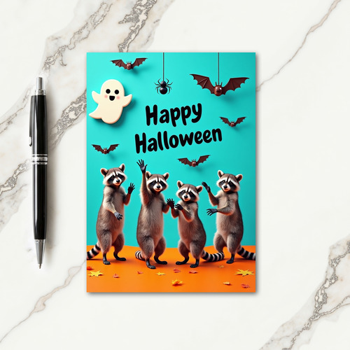 Happy Halloween Raccoon Fun Card