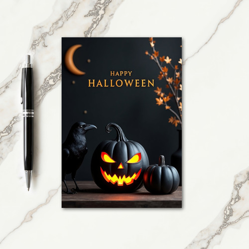Happy Halloween Ravens Watch Card