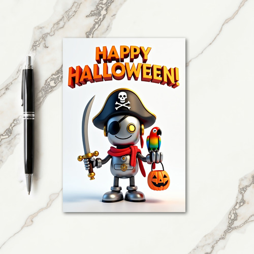 Happy Halloween Robot Buccaneer Card