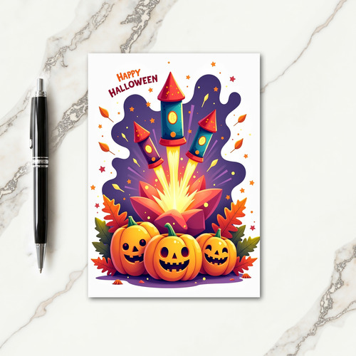 Happy Halloween Rocket Blast Card thumbnail