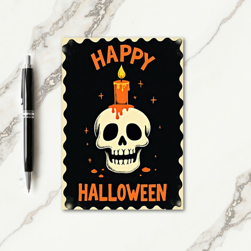Happy Halloween Skull Candle Card