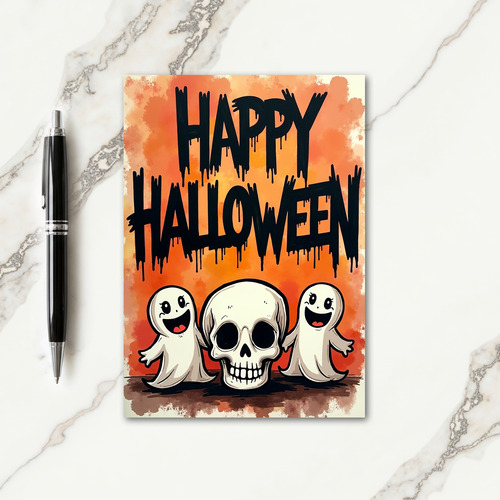Happy Halloween Skull Card