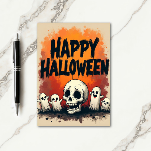 Happy Halloween Skull Specters Card thumbnail