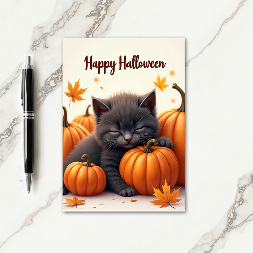 Happy Halloween Sleepy Pet Card