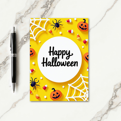 Happy Halloween Spiders And Webs Card