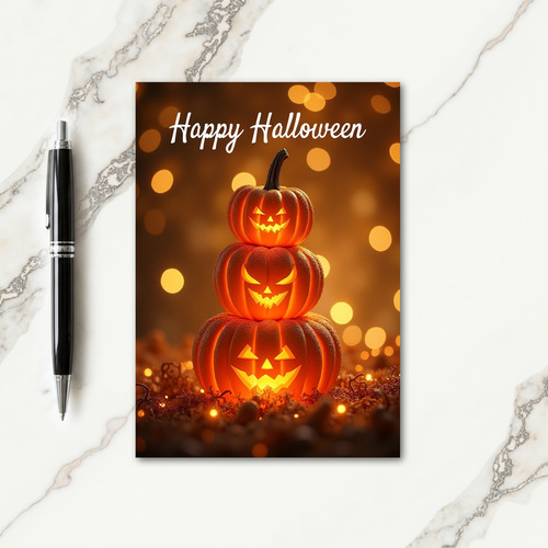 Happy Halloween Stacked Gourds Card
