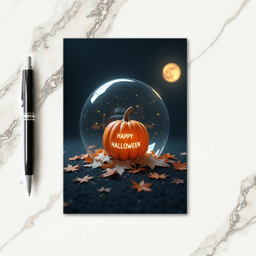 Happy Halloween Starry Globe Card