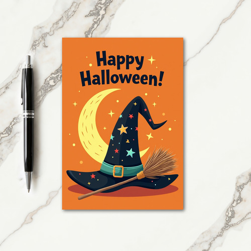 Happy Halloween Starry Hat Card