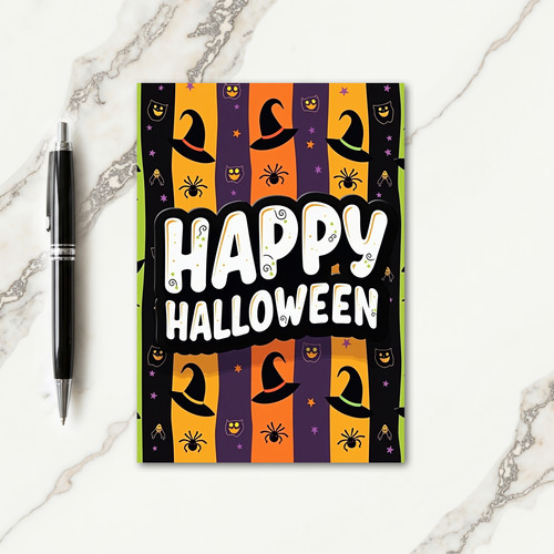 Happy Halloween Striped Fun Card