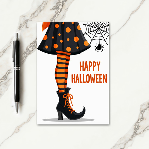 Happy Halloween Striped Leg Card