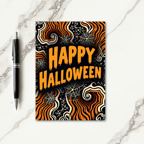 Happy Halloween Swirling Black Card