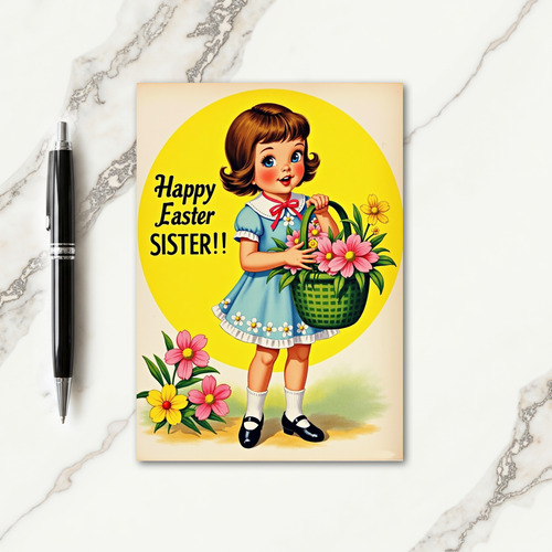 Happy Holiday Girl Flowers Card