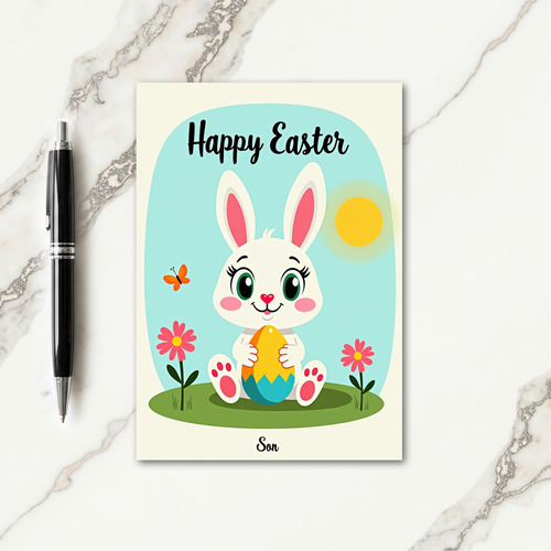 Happy Holiday Rabbit Egg Card