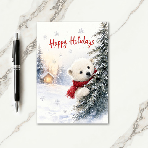 Happy Holidays Bear Cub Card