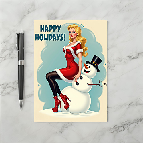 Happy Holidays Pinup Girl Card
