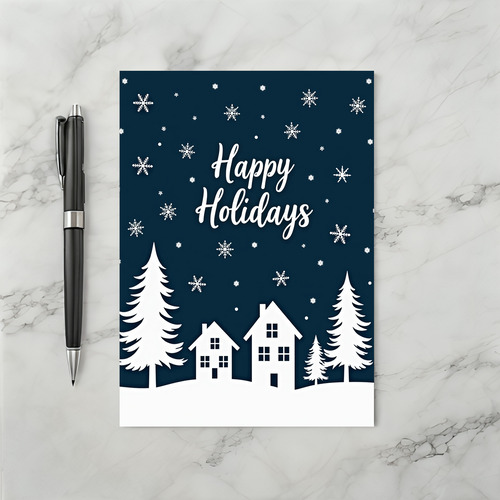 Happy Holidays Snow Scene Card
