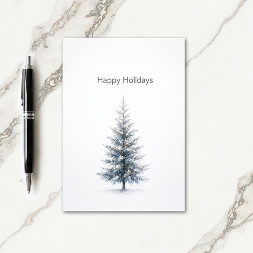 Happy Holidays Snowy Tree Card