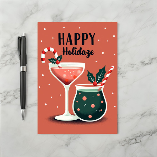 Happy Holidaze Cocktails Festive Pun Drink Card