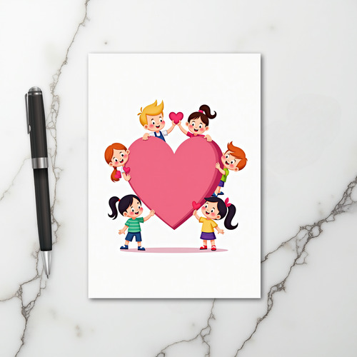Happy Kids Loving Hearts Card