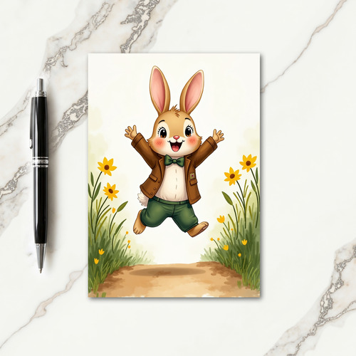 Happy Leaping Bunny Card