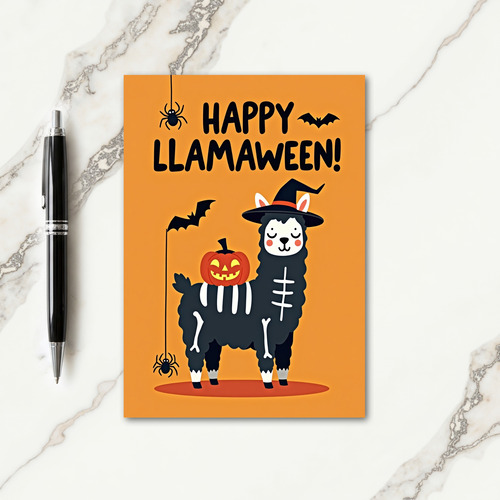 Happy Llamaween Skeleton Card thumbnail