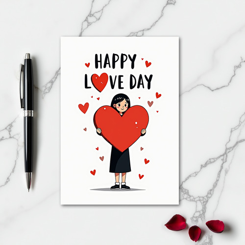 Happy Love Day Girl Heart Card