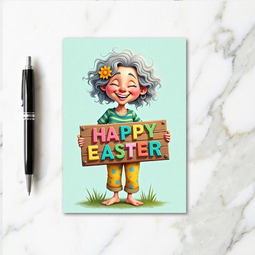 Happy Message Wooden Sign Card