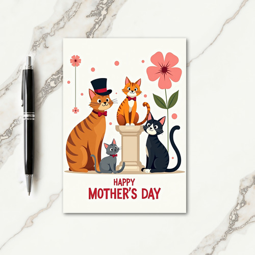 Happy Mothers Day Cat Family Card