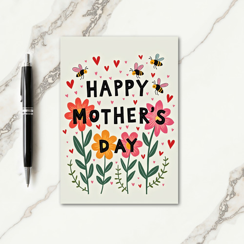 Happy Mothers Day Floral Bugs Card