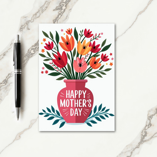 Happy Mothers Day Flower Vase Card