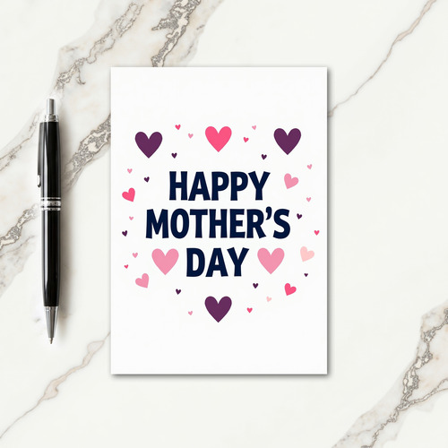 Happy Mothers Day Hearts Art Card