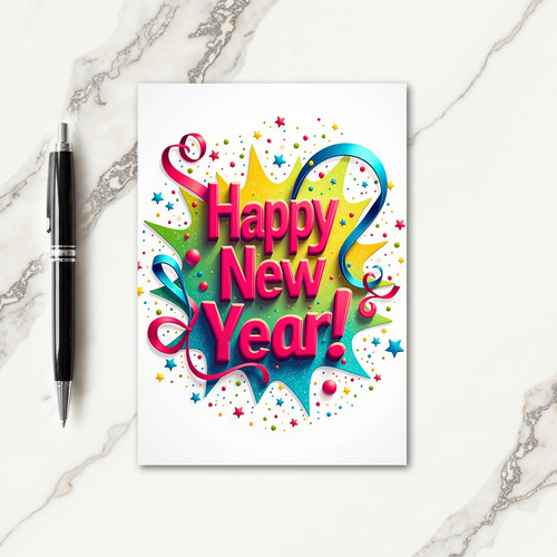 Happy New Year Burst Card
