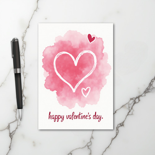 Happy Pink Hearts Valentines Day Card