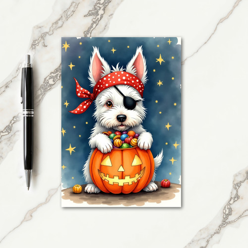 Happy Pirate Pup Halloween Card thumbnail
