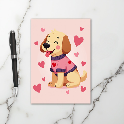 Happy Puppy Hearts Card