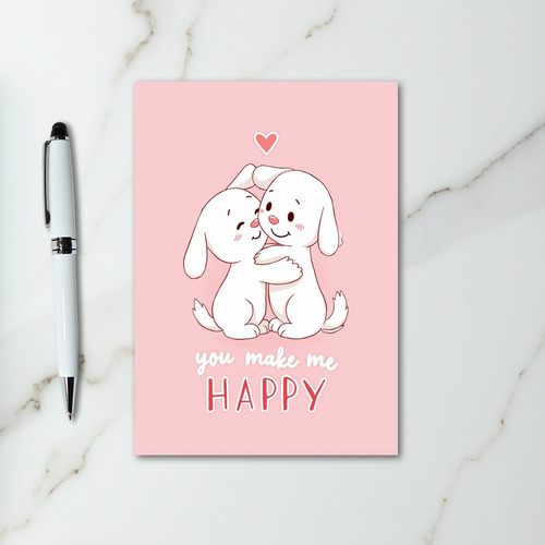 Happy Puppy Hug Love Card