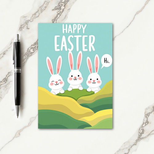 Happy Rabbits Hello Friend Card