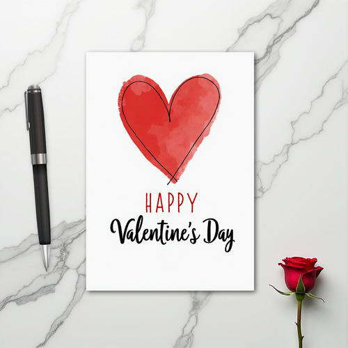 Happy Red Heart Valentines Day Card