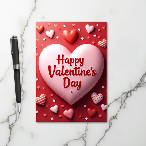 Happy Red Hearts Valentines Card