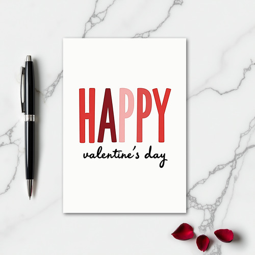 Happy Red Pink Puffy Valentines Card