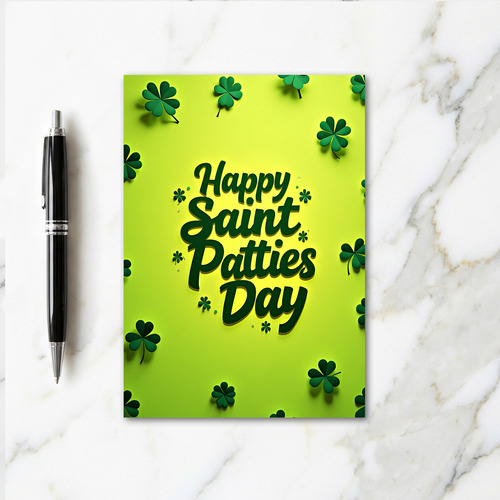 Happy Saint Patties Day Clover Card