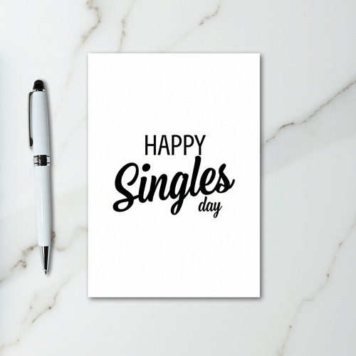 Happy Singles Day Black White Card