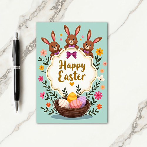 Happy Spring Bunnies Easter Card