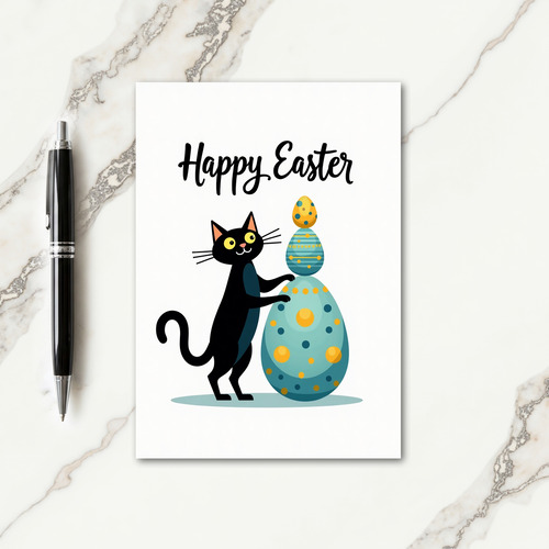 Happy Spring Cat Egg Tower Card