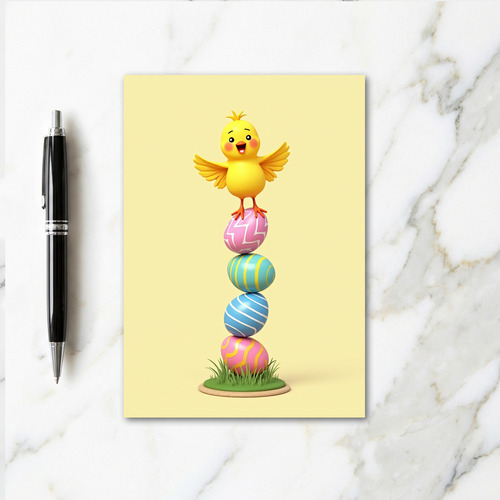 Happy Spring Chick Egg Tower Card