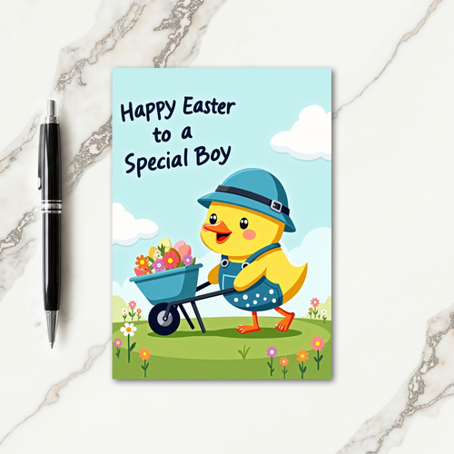 Happy Spring Chick Wheelbarrow Card