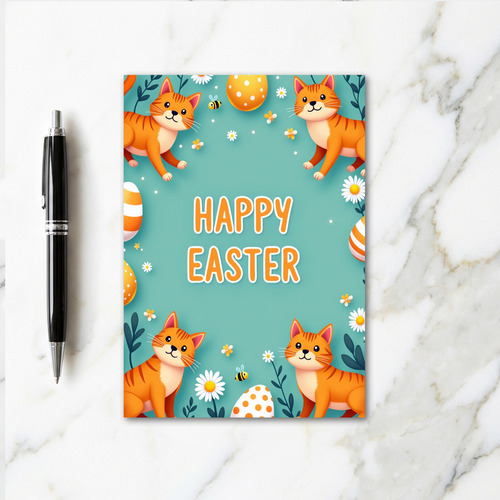 Happy Spring Felines Easter Card