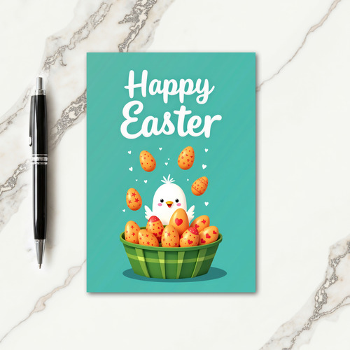 Happy Spring Fowl Basket Egg Card