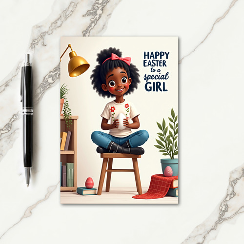 Happy Spring Girl Easter Card