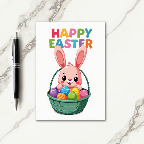 Happy Spring Rabbit Basket Card